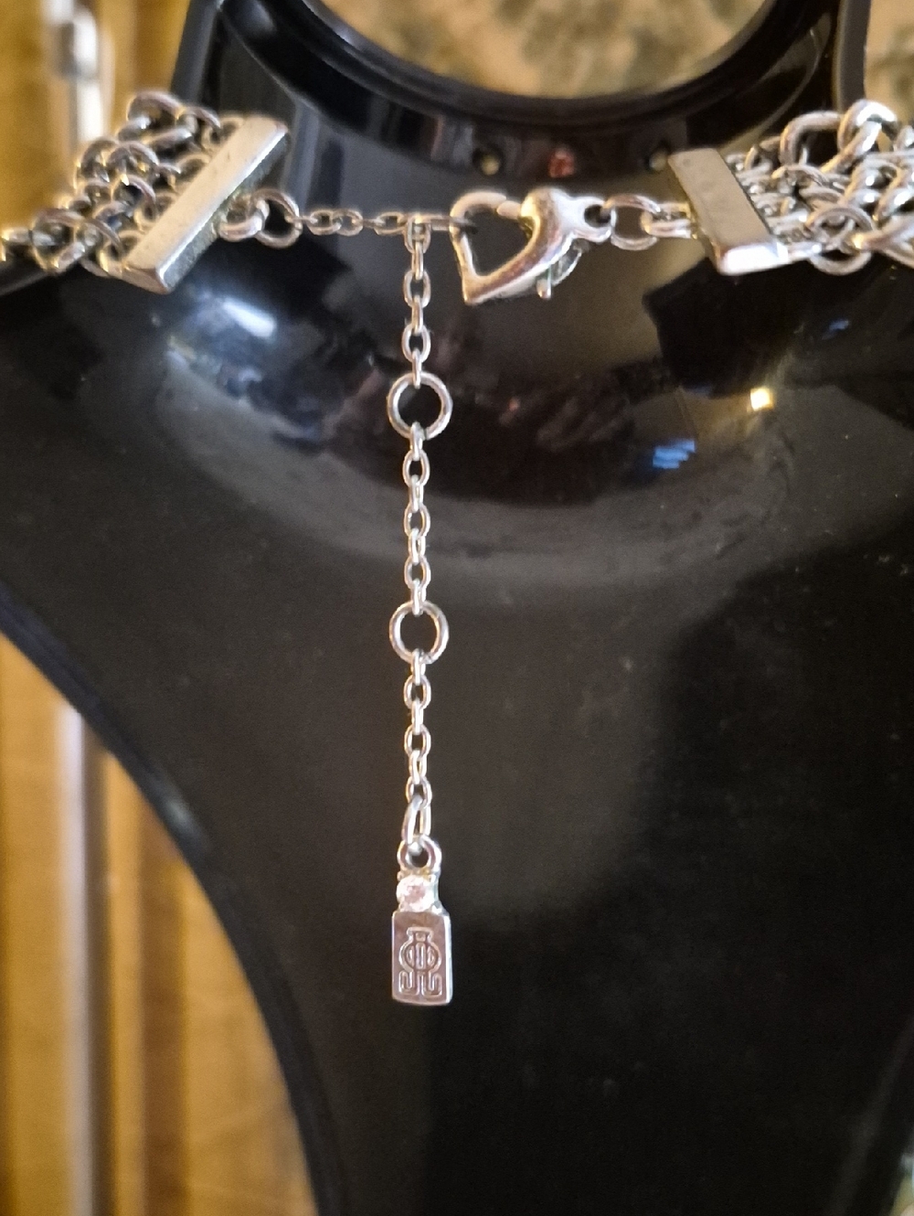Banana Republic Multi Cuban Silver AB Iridescent crystal Beaded Layered Necklace - Picture 7 of 7